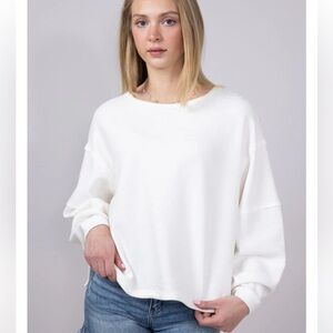 Free People We The Free Total Eclipse Sweatshirt Tee for Women in White Size XS